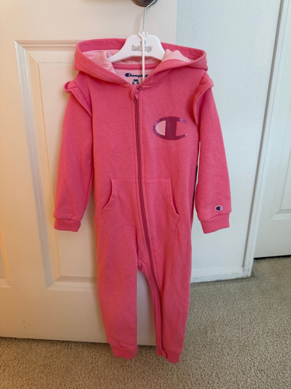 Champion Pink Hooded Kids' One-Piece Zip Romper